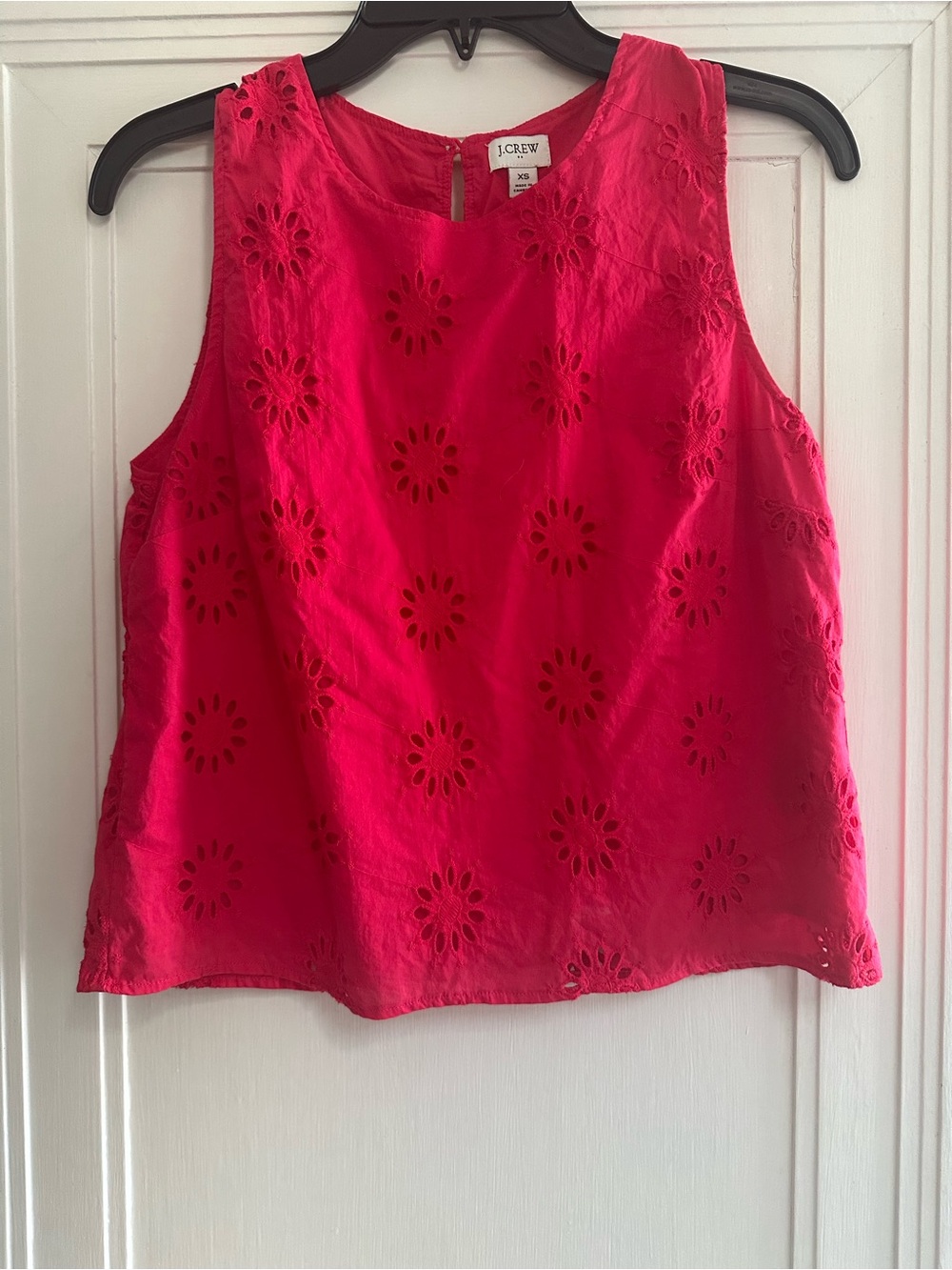 J. Crew Bright Pink Eyelet Shell Top - Size XS